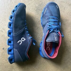On Cloud X Men’s Road Running Shoes Size 8 Midnight Cobalt Blue Lace Up